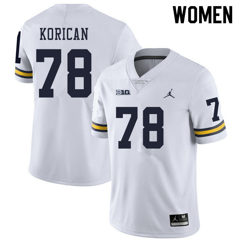 Women #78 Griffin Korican Michigan Wolverines College Football Jerseys Sale-White